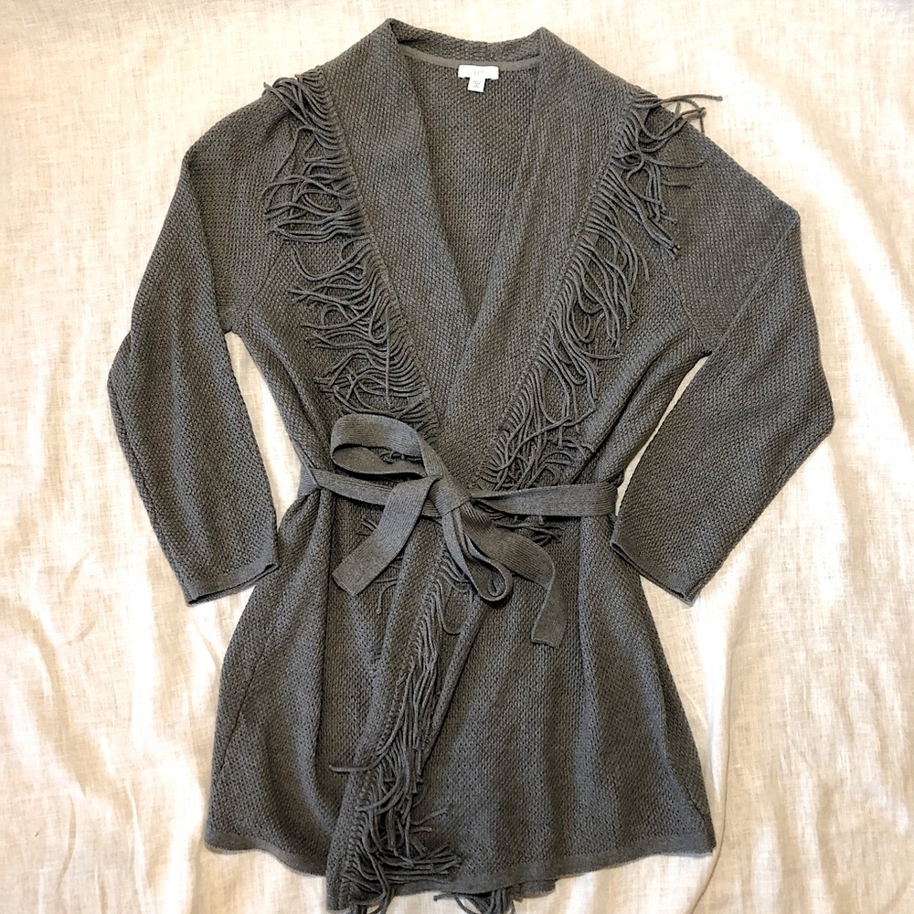 Fringe Wrap Knit Sweater Cardigan
